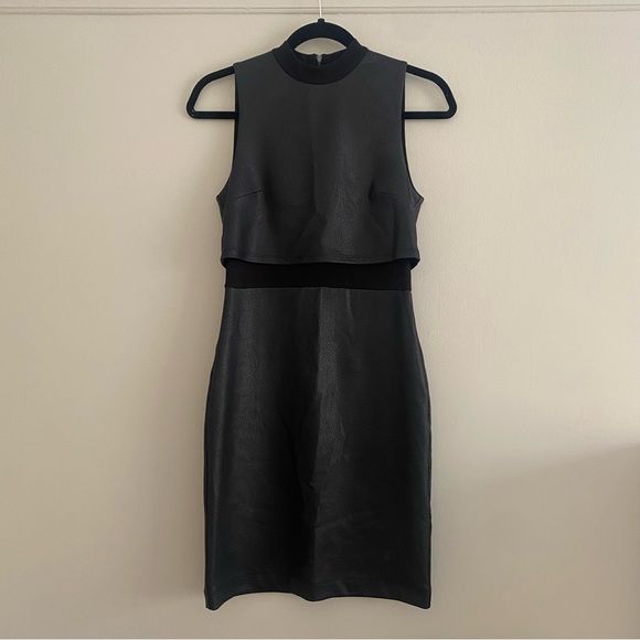French Connection Black Faux Leather Cracked Earth Dress - 4 - Picture 2 of 5
